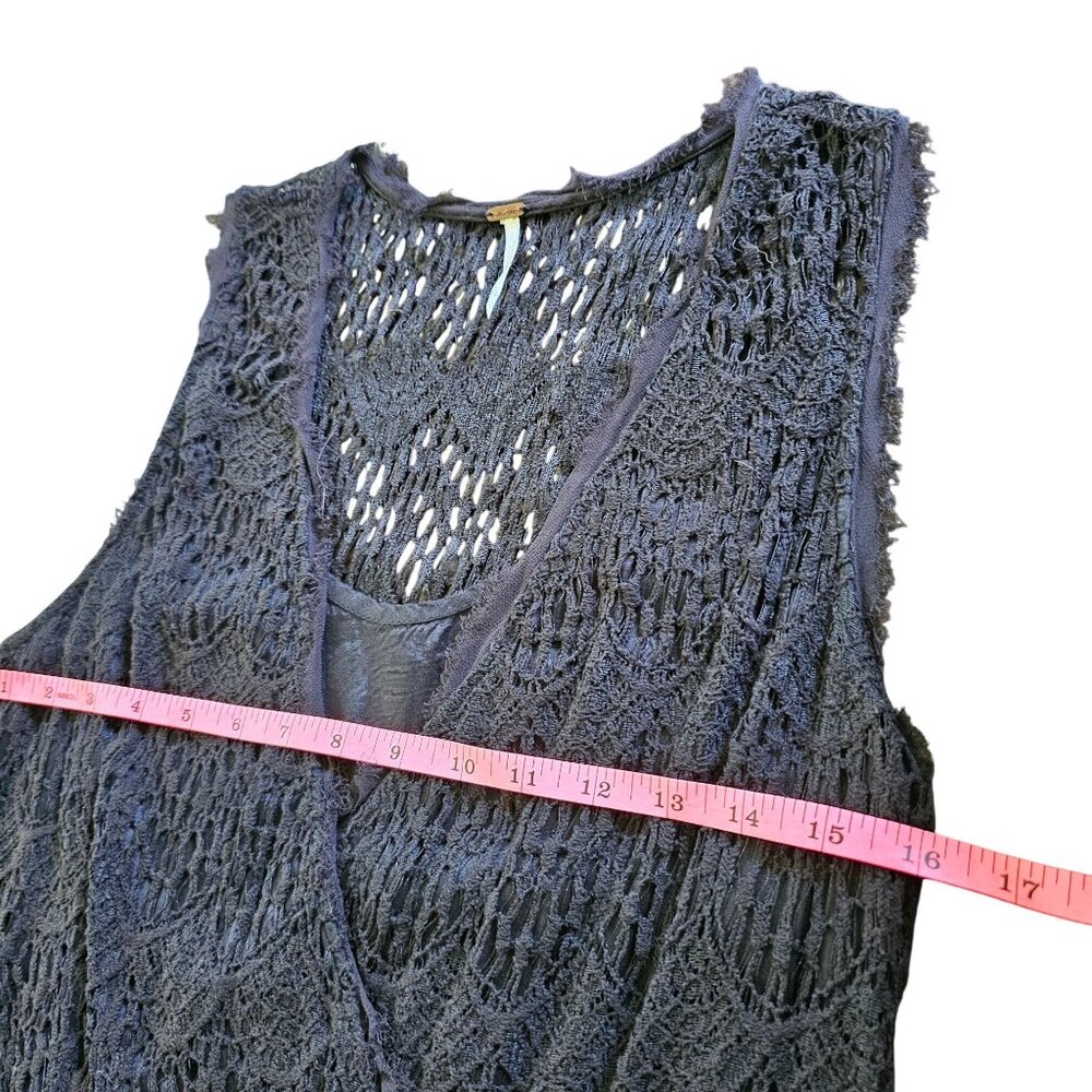 Free People Women's Black Crochet Sleeveless Dress With Inner Lining size XS - Picture 13 of 13
